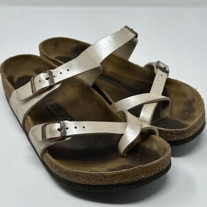 Birkenstock Womens Size 8 Mayari Pearly Beige Leather Sandals EU 39